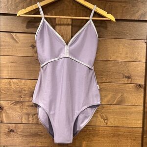 Lavender Velvet trim ballet leotard